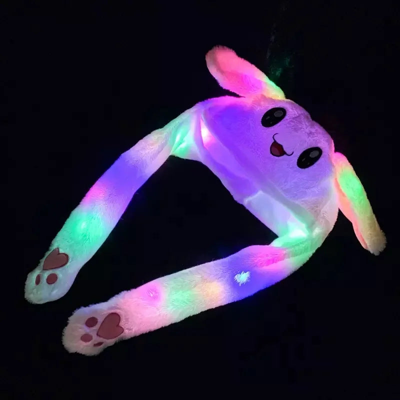 KTX-784531 LED Plush Bunny Hat with Glow in the Dark Features and Moving Ears