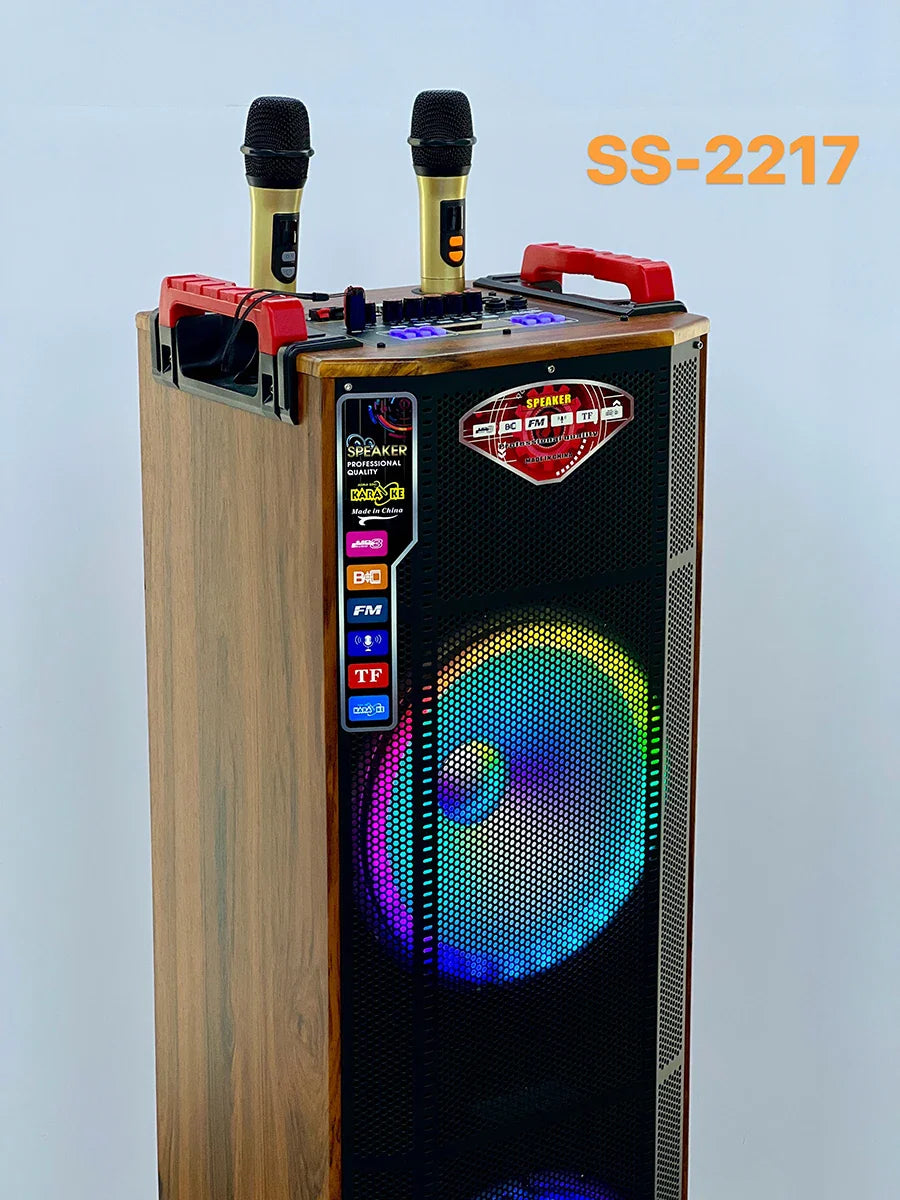 KTX-726291 Dual 12 Inch Push Portable Speakers Home Theatre Hi-Fi Karaoke System with Microphone