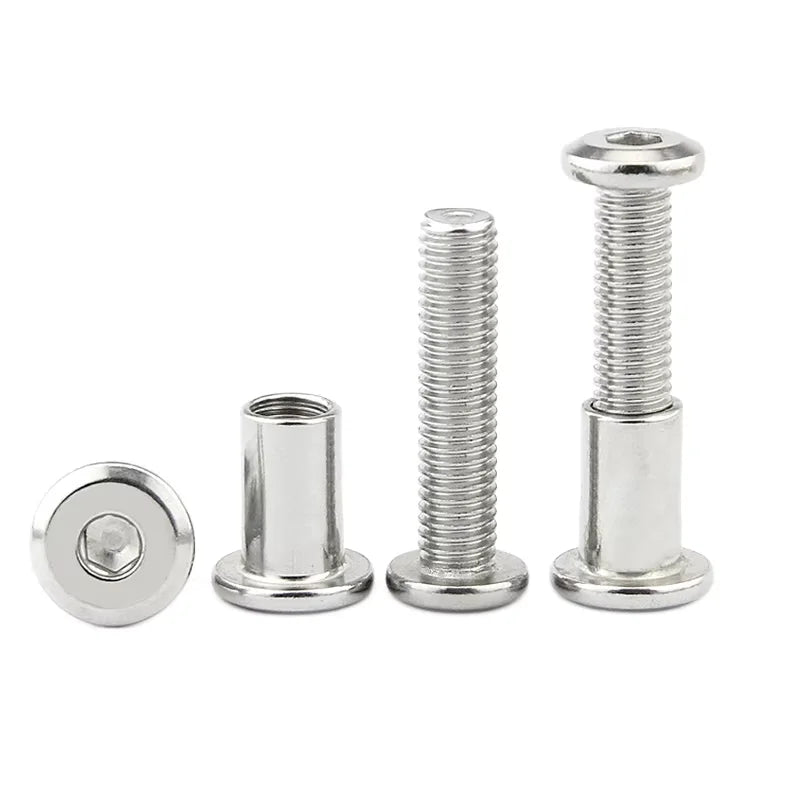 KTX-263123 Stainless Steel Hex Fasteners - Flat Head Socket Head Nuts with Barrel Connectors