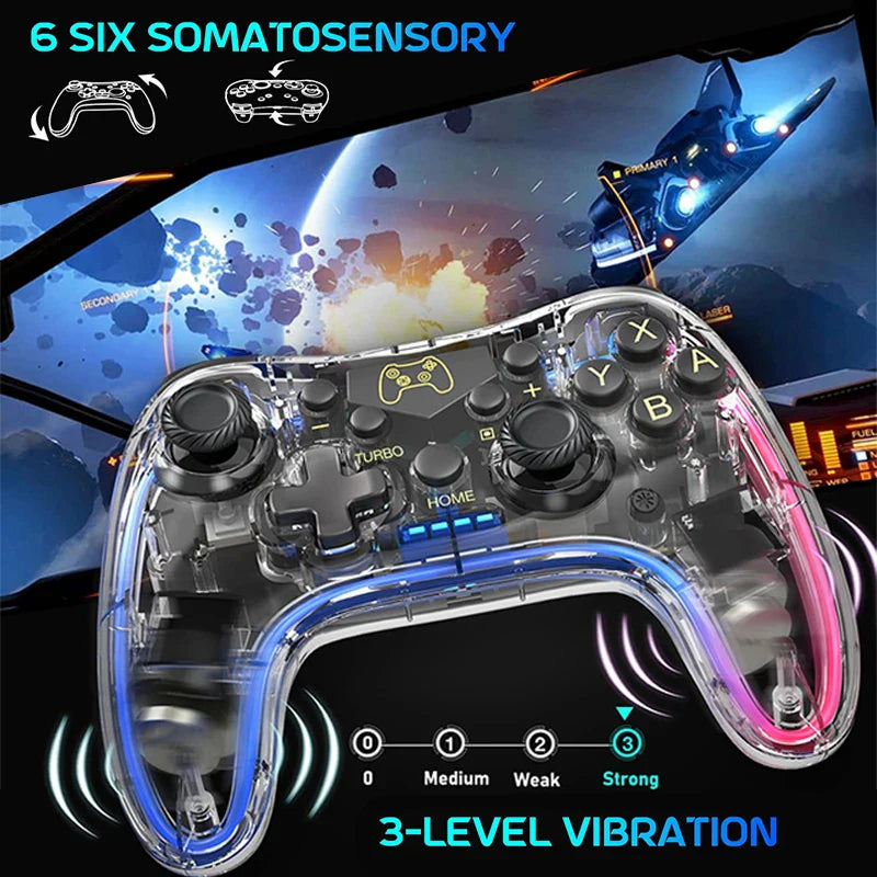 HKM-429651 RGB Wireless Pro Controller for Nintendo Switch, Switch Lite, OLED, Android, iOS, Windows PC