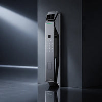 HKM-8791379 grey video cat-eye smart lock mounted on a dark wall