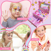 HKM-311187 Purple Cosmetic Makeup Kit for Girls with Eye Shadow and Nail Polish, 2 Layers Craft Case for Ages 2-13