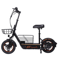 EU USA Stock Electric Bike Double Disc Brake Aluminum Alloy with Seat Basket for Grocery Shopping Scooter Electrique