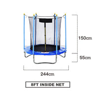HKM-667539 Recreational Round Trampoline with Safety Net and Basketball Hoop for Outdoor Fitness - Available in 10FT and 12FT Sizes