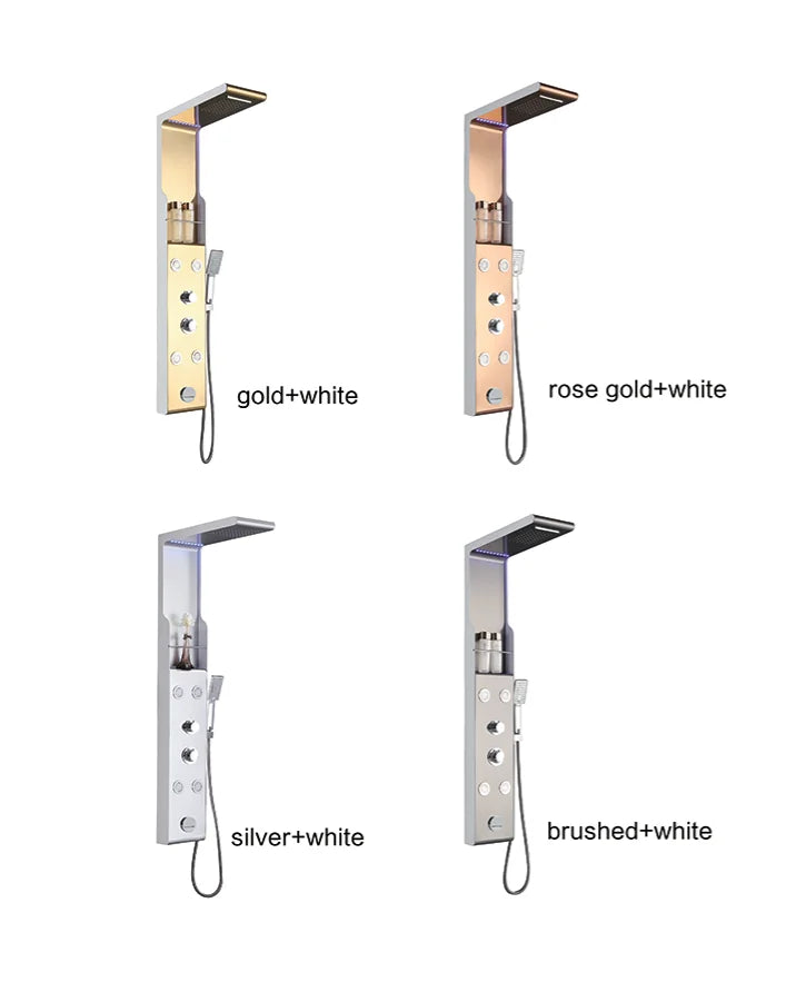 KTX-605459 Stainless Steel Wall Shower Panel with Waterfall Feature, Cold & Hot Water Control, Model YL5503