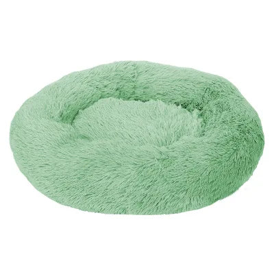 HKM-535955 Super Soft Round Washable Plush Donut Dog and Cat Cushion Bed with Velvet Mat
