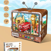 HKM-494291 Wooden 3D TV Set Building Puzzle Miniature Dollhouse DIY Kit for Creative Play