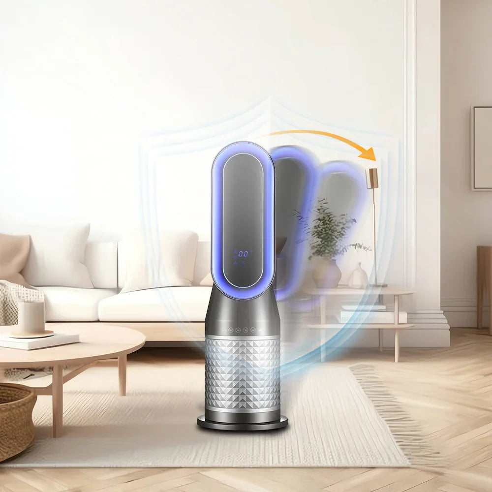 KTX-410003 Bladeless Electric Fan Heater with Night Light – 2000W Dual Purpose Portable Device for Home and Office Use