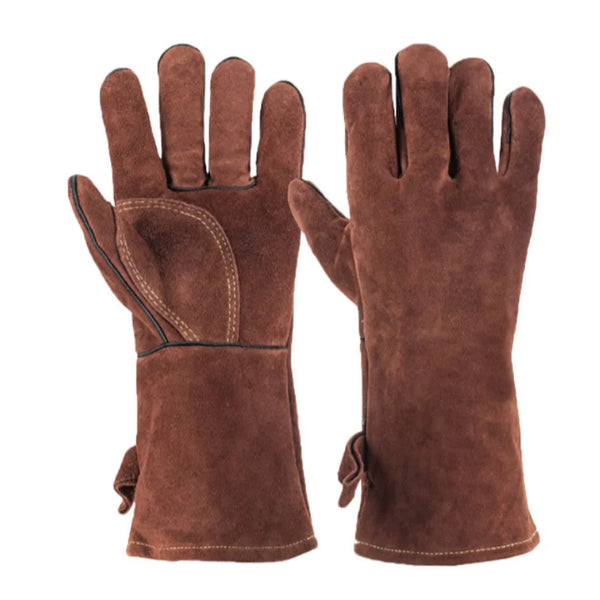 Hot Sell Oven Mittens Ox Hide Cowhide Heat Resistant Fire Proof Cooking Certificate Silicone Gloves Kitchen BBQ Mitts