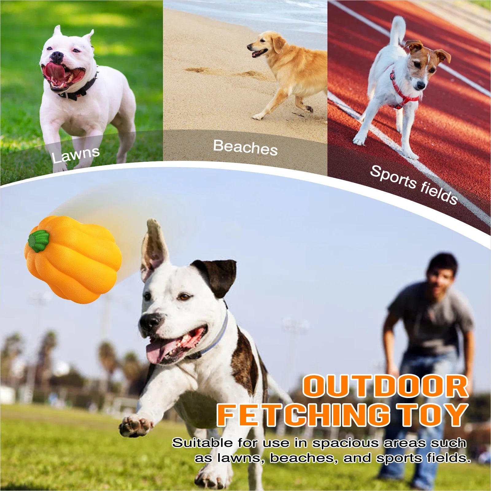 HKM-635411 Indestructible Pumpkin Shaped Rubber Dog Chew Toy for Aggressive Chewers