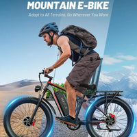 HKM-7877331 Dual Motor Electric Fat Tire Bike, 2 x 750W Motors, 48V 20Ah Battery, 26 x 4 in Tires, Hydraulic Disc Brakes