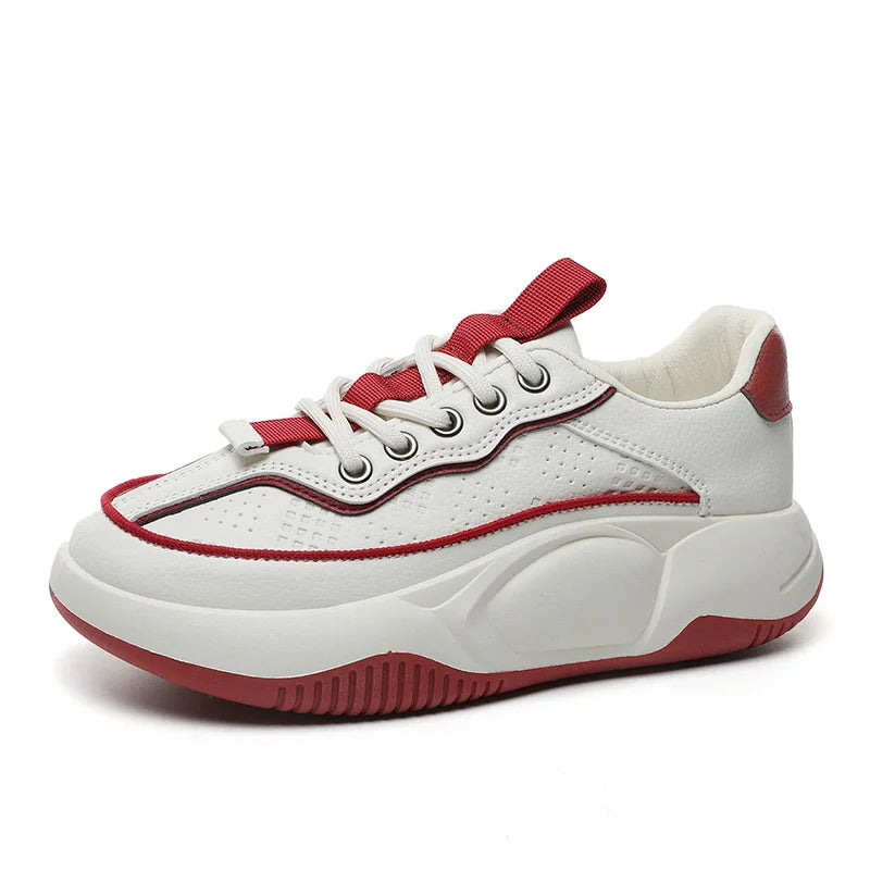 HKM-212755 YB6051-1 New Women's Sports Shoes Solid Color Autumn Breathable Increase Sole Sports Casual Shoes Versatile Board Shoes