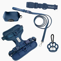 HKM-406035 Custom Neoprene Cat and Dog Collar Harness Leash Set in Luxury PVC - Hands-Free Design