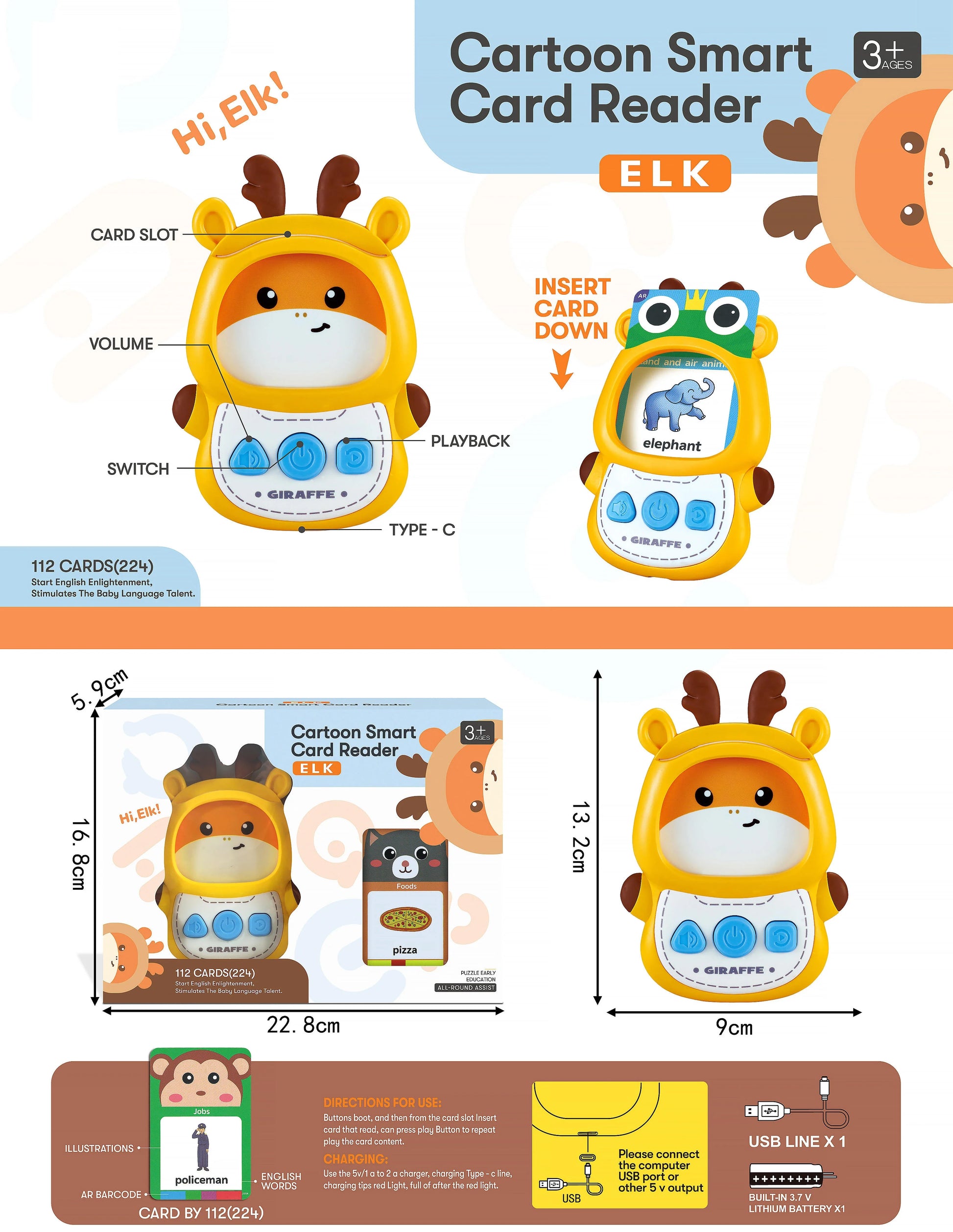 HKM-545171 Montessori Educational Talking Flash Card Learning Toy for Children