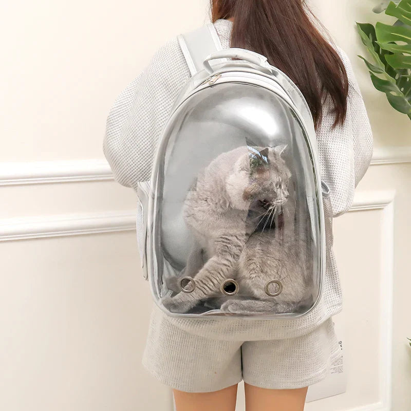 HKM-390227 Transparent Space Capsule Pet Carrier Backpack for Small Animals - Breathable and Portable for Outdoor Travel