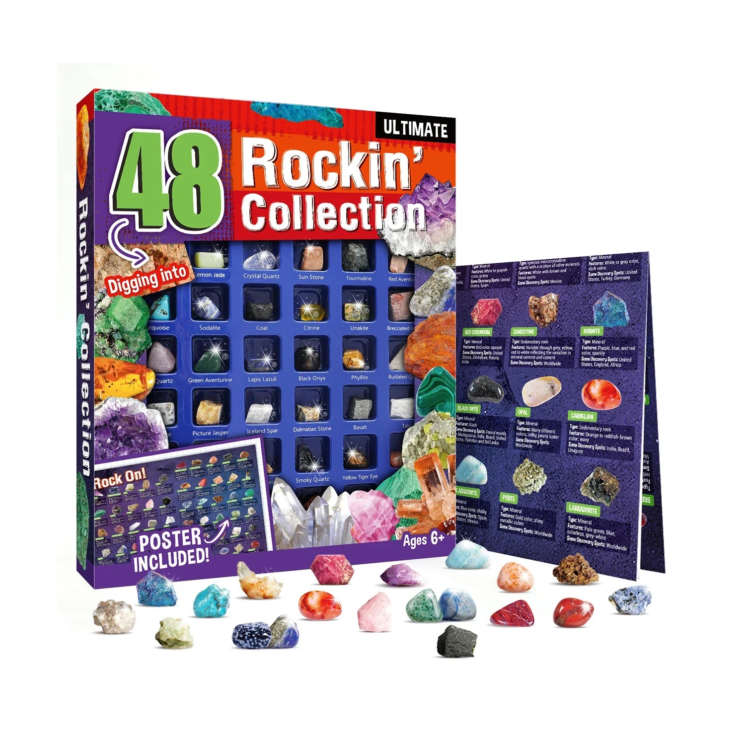 KTX-670099 Eco-Friendly Learning Rock Collection - Collectable Crystal Stones for Educational Use
