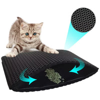 HKM-848979 Eco-Friendly Double Layer Waterproof Cat Litter Mat with Detachable EVA Design