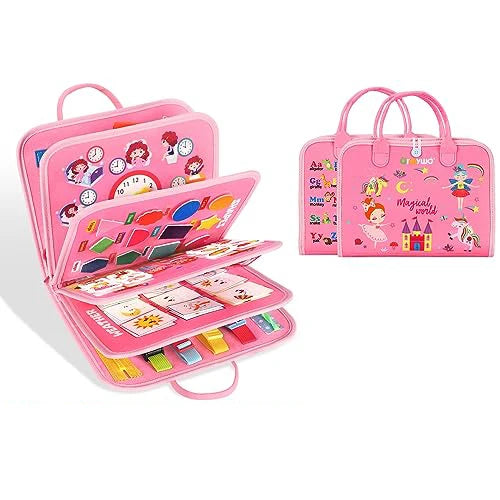 KTX-473491 Montessori Felt Busy Board for Toddlers: Travel-Friendly Learning Toy with Buckle Training Activities