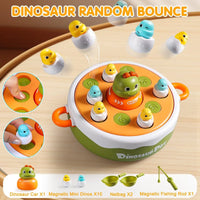 HKM-460371 Dinosaur 4 in 1 Pop Up Board Game for Kids - Electronic Musical Bouncing Turntable Fishing Fun