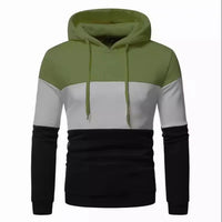 HKM-358483 Men's Custom Sweatshirt Autumn and Winter 3 Color Splicing Pullover Hooded Casual Sweatshirt Set