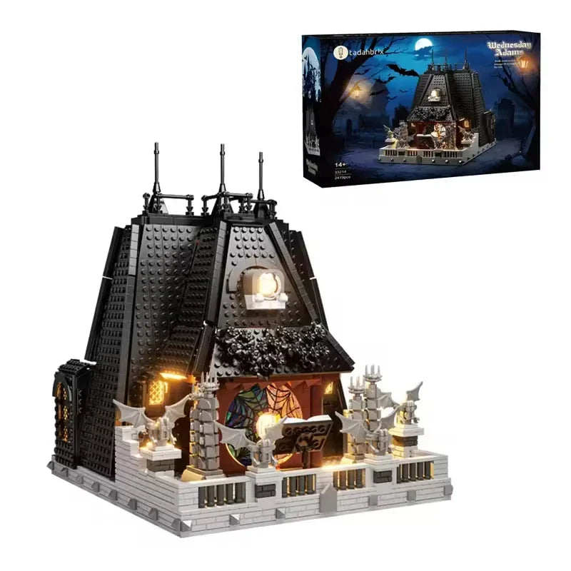 KTX-389843 Black Wednesday House Building Blocks Set for Children - 33214 Moc2419PCS Construction Toy Model