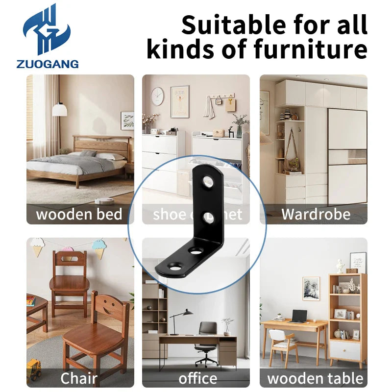 KTX-820179 20-Pack 50x50mm Corner Braces for 90 Degree Angle Fastening in Wooden Furniture, Bed Frames, and Cabinets