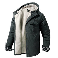 HKM-062419 Men's Casual Hooded Oversized Cotton Jackets for Fall and Winter Coats Thickened With Plush Long US Size Loose Fit Winter Jacket