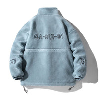 HKM-275987 Men's Casual Winter Thick Short Cotton Blouson O-Neck Jacket With Zipper Closure and Flower Decoration Dot Pattern Workwear