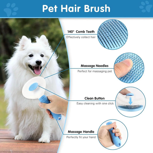 HKM-617299 6PCS Dog Grooming Kit - Includes Flea Comb, Bath Brush, and Nail Clipper for Cats and Dogs