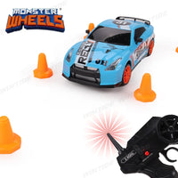 HKM-886355 1:24 Scale Remote Control Drifting Car with LED Lights - Electric 4WD Model for Kids and Beginners, Indoor-Outdoor Use
