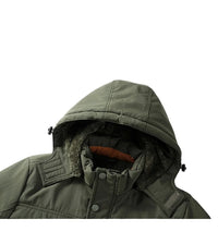 HKM-455635 Men's Thick Cotton Jacket Men's Medium to Long Outdoor Cotton Jacket Winter Warm Cotton Jacket With Fleece Hood Men's Coats