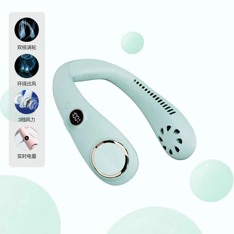 KTX-442771 Bladeless Neck Fan with 4000mAh Rechargeable Battery - USB Portable Low Noise Air Cooler