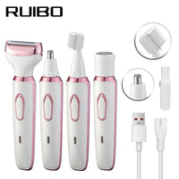 HKM-274771 Cordless Rechargeable Electric Shaver for Women - 4 in 1 Hair Removal Razor for Face, Arms, and Bikini Area