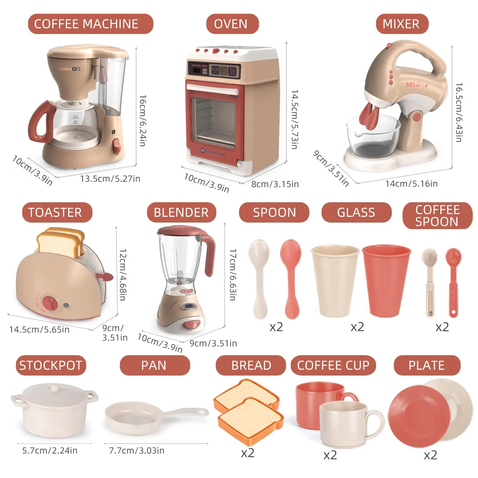 KTX-410643 Mini Electric Kitchen Appliances Toy Set for Pretend Play with Light and Sounds, Ages 2-12, EPT812597