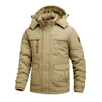 HKM-455635 Men's Thick Cotton Jacket Men's Medium to Long Outdoor Cotton Jacket Winter Warm Cotton Jacket With Fleece Hood Men's Coats