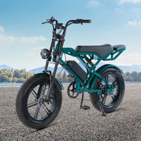 HKM-7418579 Moped Style Fat Tire Electric Bike, 750W Motor, 48V 13Ah Battery, 20 x 4 in Tires, 24.9 mph, 7 Speed