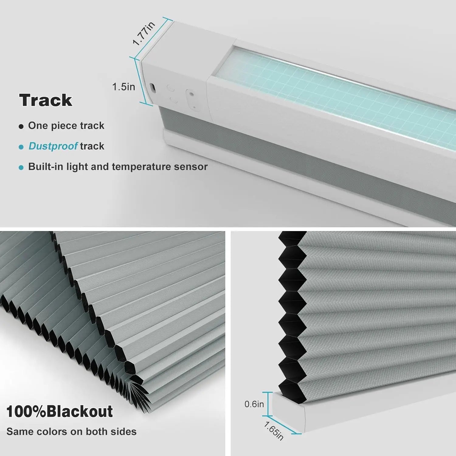 KTX-009427 Automatic Electric Blackout Honeycomb Cellular Cordless Pleated Window Blinds