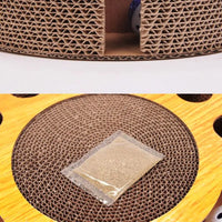 HKM-407187 Interactive Cat Scratcher Toy with Bell Ball and Catnip - Corrugated Cardboard Lounge for Healthy Claws