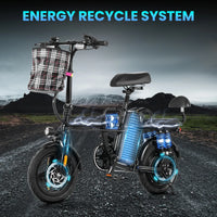 HKM-3882451 Electric Bike 250W Motor 36V 9Ah Battery 50 Mile Range 16-Inch Tires Foldable Disc Brakes Front Rear Suspension
