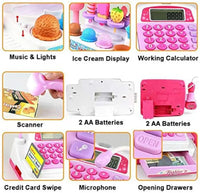 HKM-606099 Ice Cream Store Mini Cash Register Toy with Sound and Flashing Lights for Kids Ages 2-9