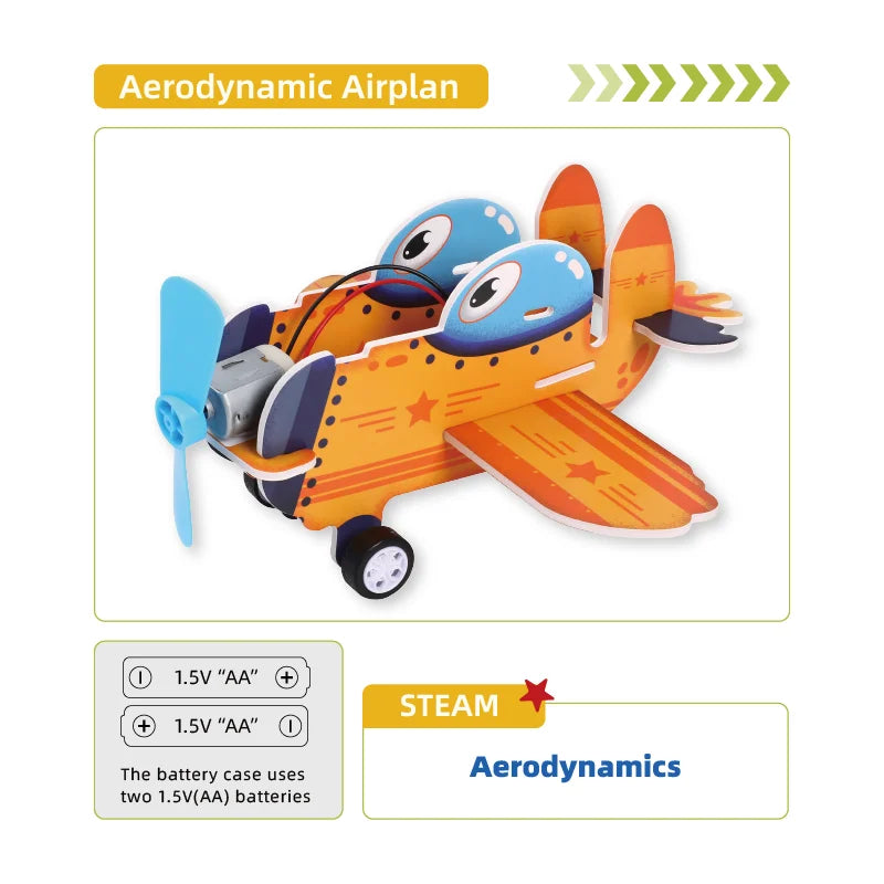 KTX-697427 DIY Aerodynamic Airplane Kit for Kids - Educational Science Toy with Fan Blades