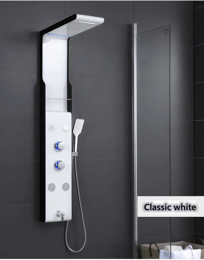KTX-605459 Stainless Steel Wall Shower Panel with Waterfall Feature, Cold & Hot Water Control, Model YL5503