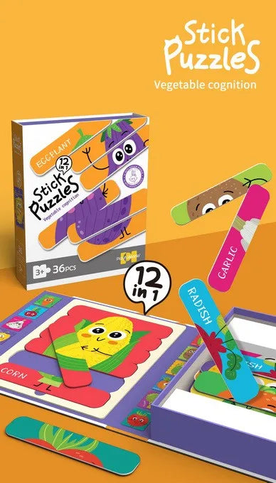 HKM-445715 36PCS Baby Matching Card Puzzle Set - Educational Cartoon Animal Jigsaw Toys for Kids