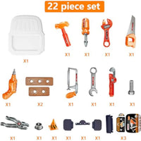 HKM-590291 Kids Tool Set - 22PCS Mini Tool Toy for Pretend Play, Ages 2-9, Plastic, Educational Fun