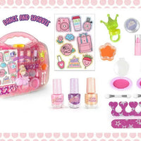 HKM-818515 Kids Pretend Makeup Set – Non-Toxic DIY Cosmetic Play Kit for Girls Ages 2-7, Portable Box Included