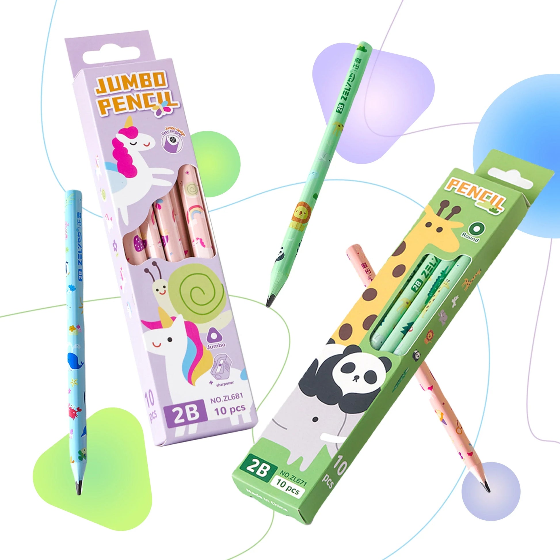 KTX-436115 Cartoon Jumbo Pencil Set - 30 Piece HB Pencils for Office and School Use
