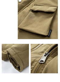 HKM-553939 Men's Winter Jacket With Hood Collar Thickened Warm Cotton Long Sporty Jackets With Zipper Closure Men's Coats