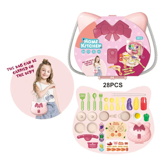 KTX-620755 Educational Plastic Kitchen Playset Backpack for Kids Ages 2-13