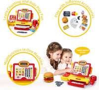 HKM-540563 Toy Cash Register for Kids - EPT Play Money Machine for Supermarket Role-Playing - Age 2 to 13 Years