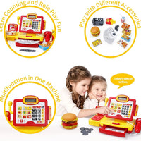 HKM-540563 Toy Cash Register for Kids - EPT Play Money Machine for Supermarket Role-Playing - Age 2 to 13 Years